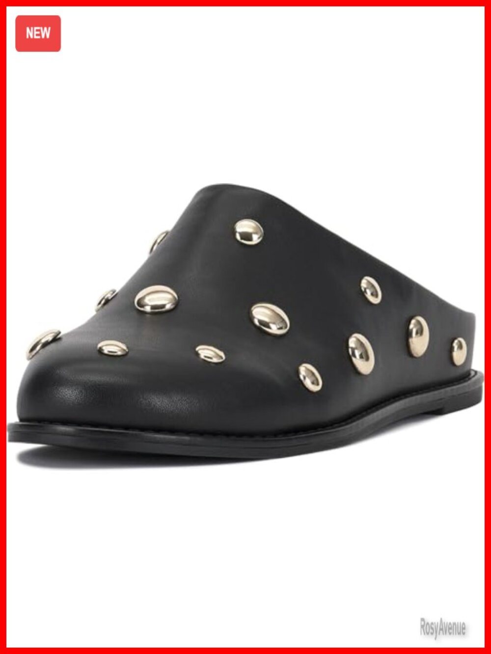Vince Camuto Cassius Leather Studded Flat Mule Round Toe Slip On
